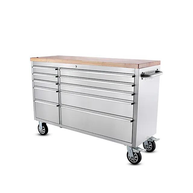 55" Brushed Stainless Steel 10-Drawer Tool Chest