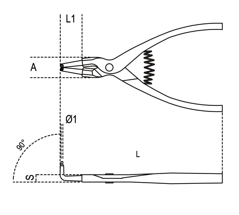 External Circlip Pliers Bent 90 PVC Handles 175mm - Beta Tools 1038 175 - Image 2