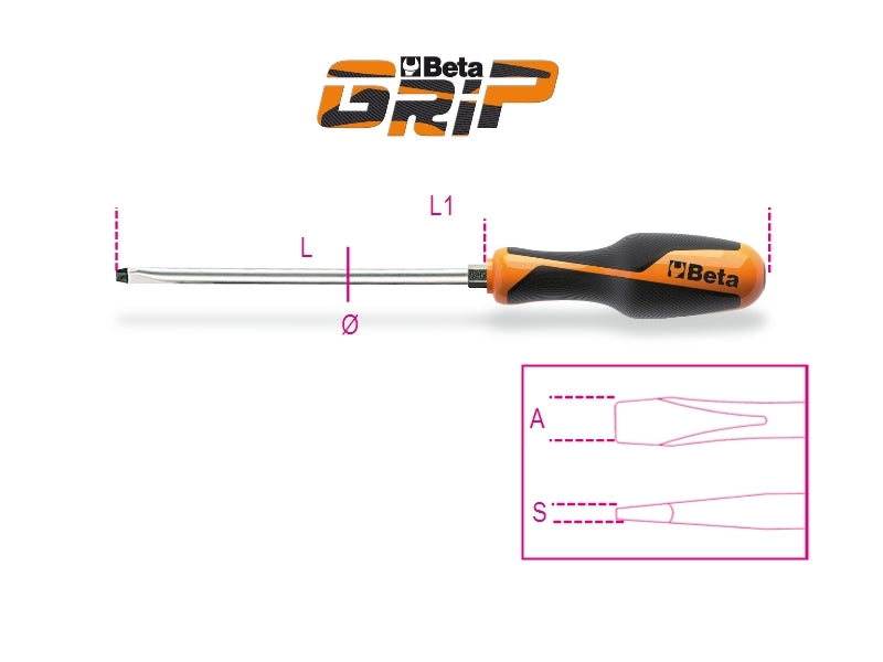 Screwdriver for Slotted Head Screws with Hexagon Bolster 1.6x10mm 200mm Length - BetaGRIP 1260E 10 - Image 3