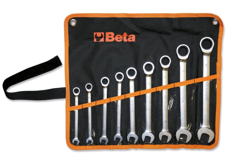 Ratcheting Combination Spanner Wrench Set in Wallet 8mm - 19mm - Beta Tools 141/B9 - Image 1