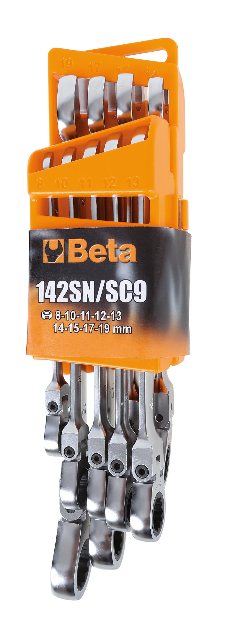Swivel End Ratcheting Combination Spanner Wrench Set 8mm - 19mm (9 Pieces) - Beta Tools 142SN/SC9 - Image 1