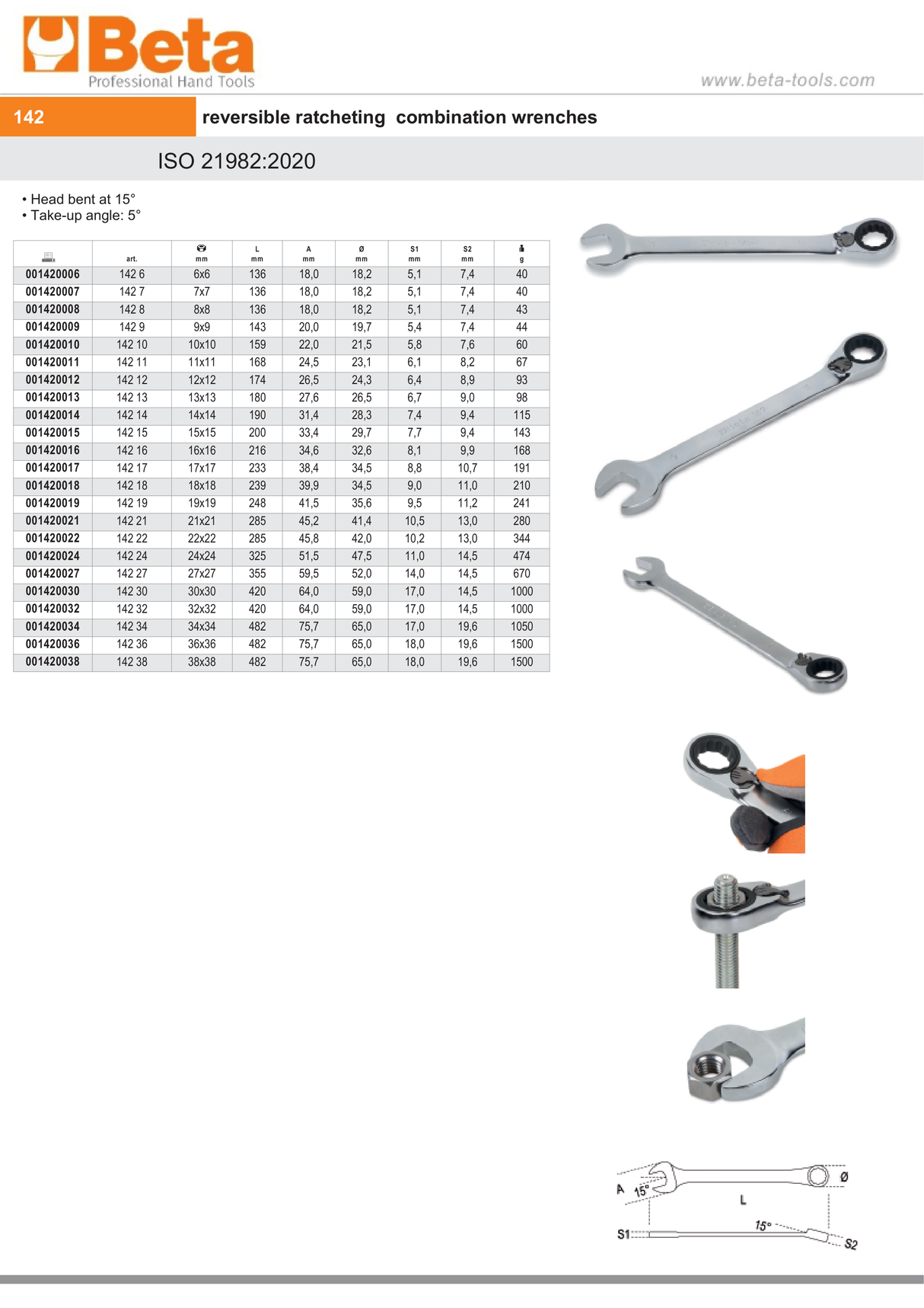 Reversible Ratcheting Combination Spanner Wrench 17mm - Beta Tools 142 17 - Image 9