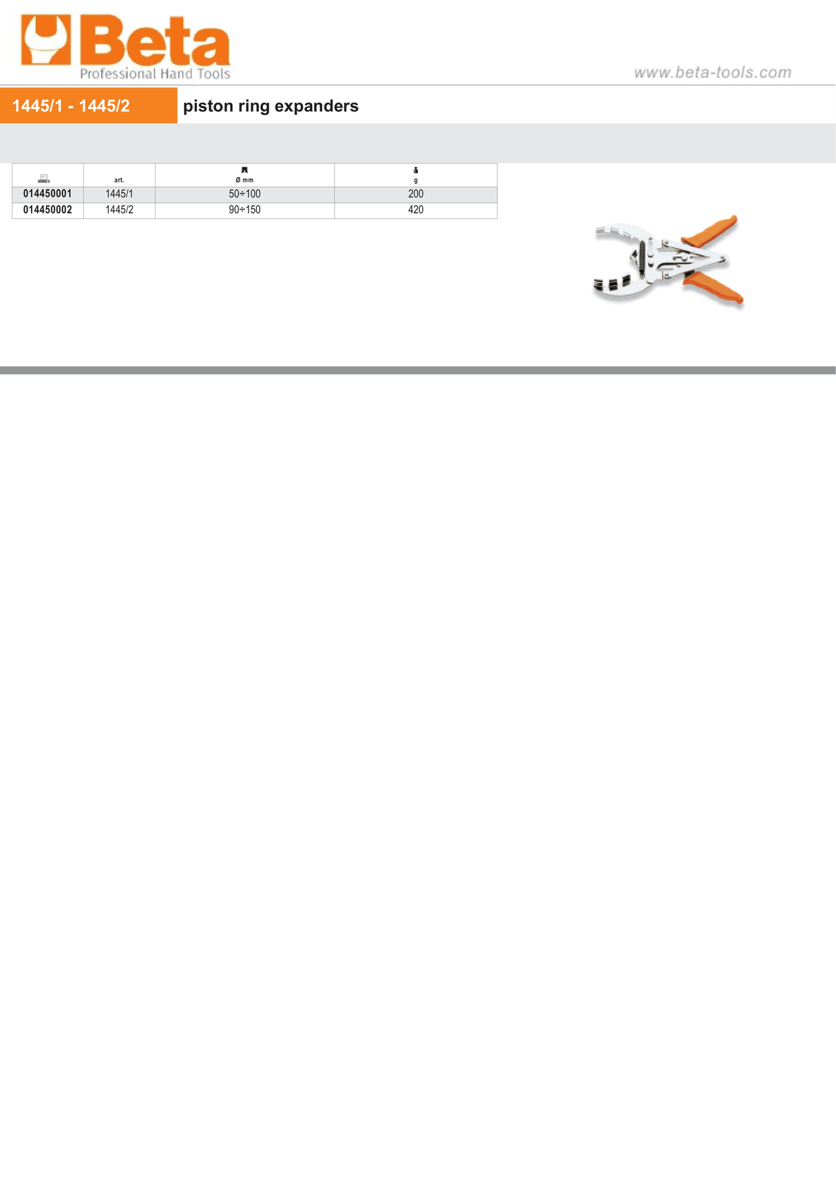 Piston Ring Expanders 50mm - 100mm - Beta Tools 1445/1 - Image 3