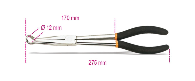 Long Nose Spark-Plug Pliers with Double Layer PVC Coated Handles - Beta Tools 1474DL - Image 1