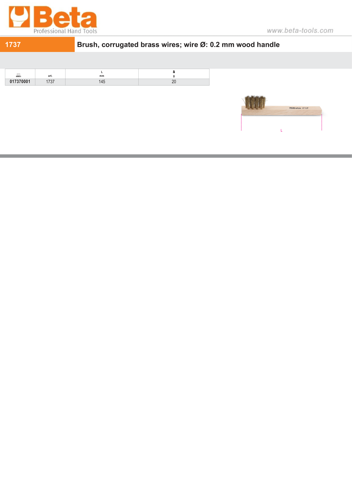 Brush Corrugated Brass Wires 145mm - Beta Tools 1737 - Image 2