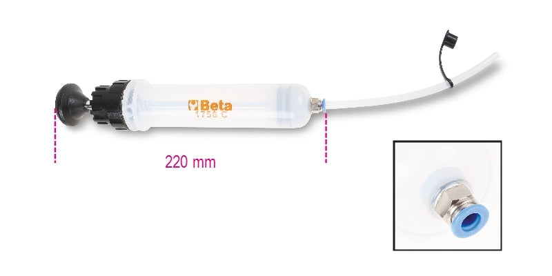 Suction Gun 200ml Polypropylene for Brake Fluid and High-Density Oils - Beta Tools 1756C - Image 3
