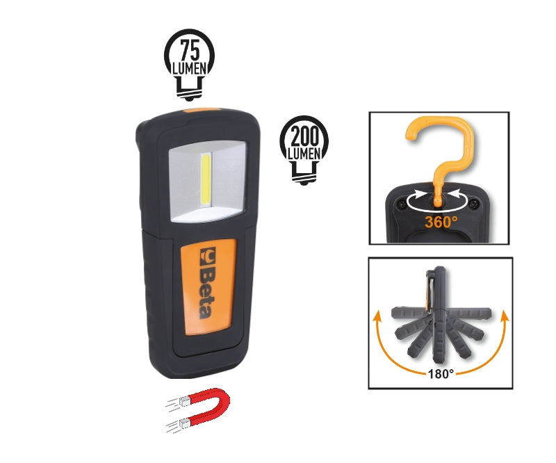 Compact Rechargeable Inspection Lamp Ultra-Bright LEDs 100-200 Lumens Spot 75 Lumens - Beta Tools 1838COB - Image 1