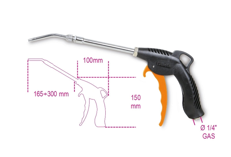Telescopic Progressive Blow Gun with Swivel Tube 165mm-300mm - Beta Tools 1949T - Image 3
