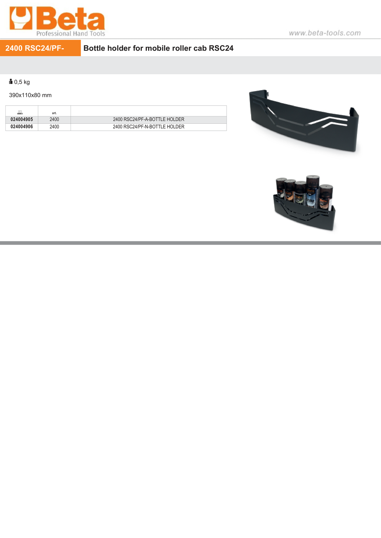 Bottle Holder for Mobile Roller Cab RSC24 - Beta Tools 2400 RSC24/PF-N - Image 3