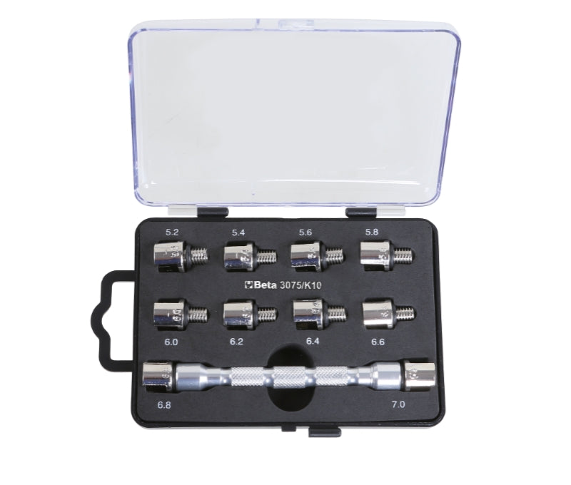 Universal Wrench Set with Interchangeable Head and 10 Bits for Wheel Spokes - Beta Tools 3075/K10 - Image 1