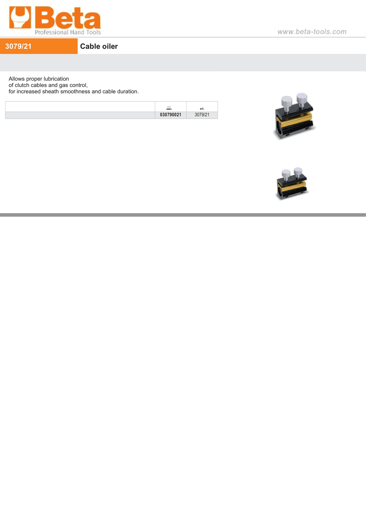 Cable Oiler for Clutch and Gas Control Lubrication - Beta Tools 3079/21 - Image 3