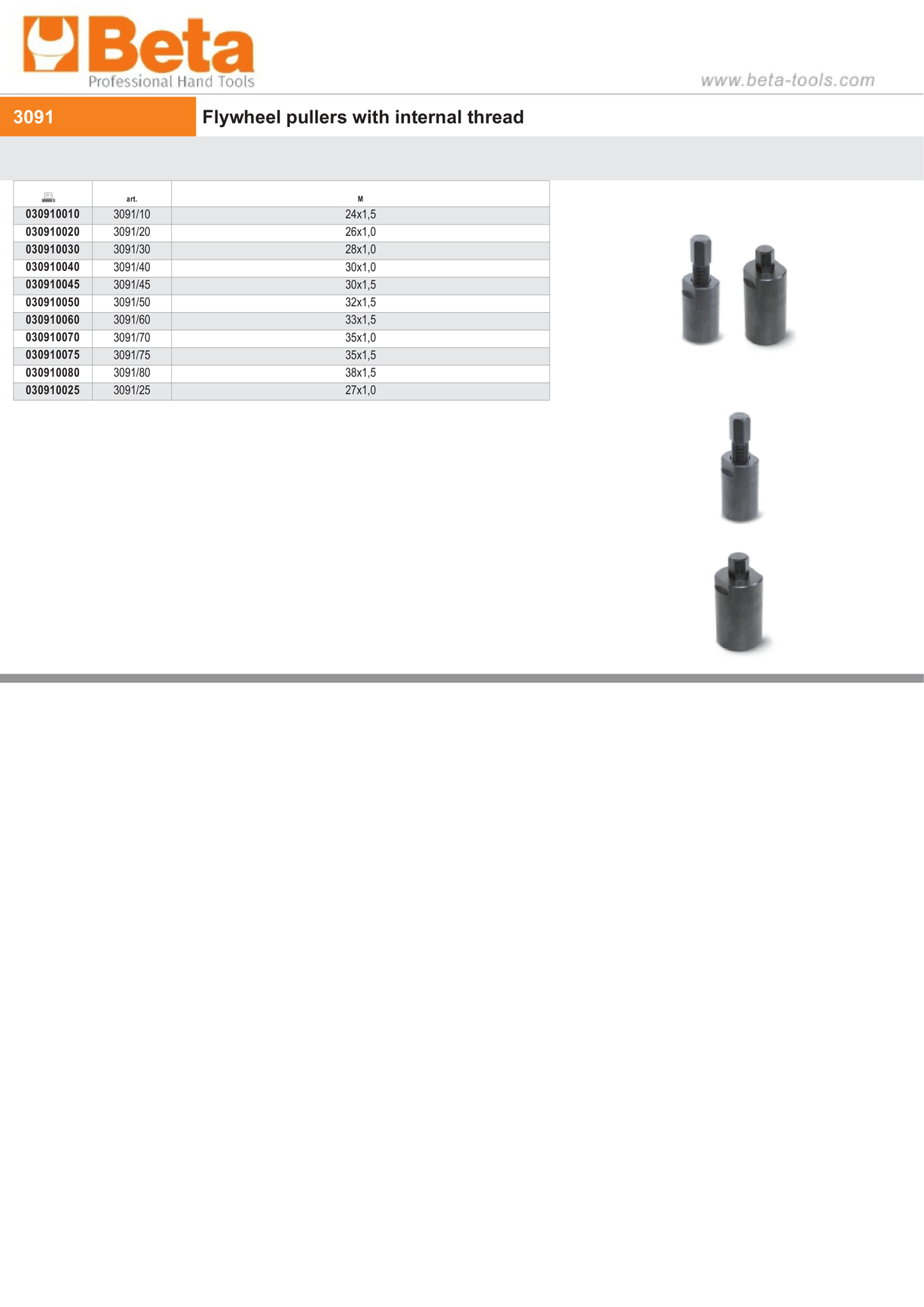 Flywheel Puller with Internal Thread M26x1.0 - Beta Tools 3091/20 - Image 4