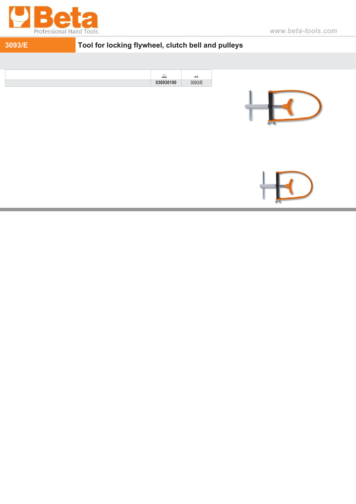 Flywheel Clutch Bell Pulley Locking Tool - Beta Tools 3093/E - Image 3