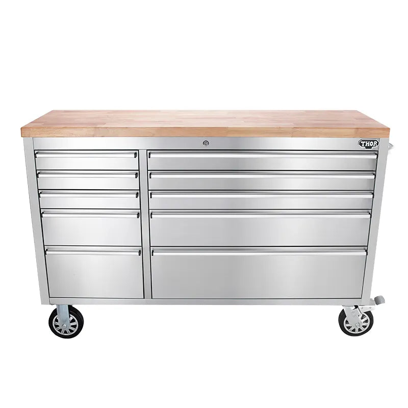 55" Brushed Stainless Steel 10-Drawer Tool Chest