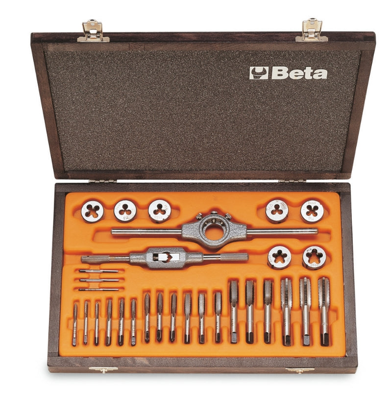 Chrome-Steel Taps and Dies Set Metric Thread with Accessories in Wooden Case - Beta Tools 446/C30 - Image 1