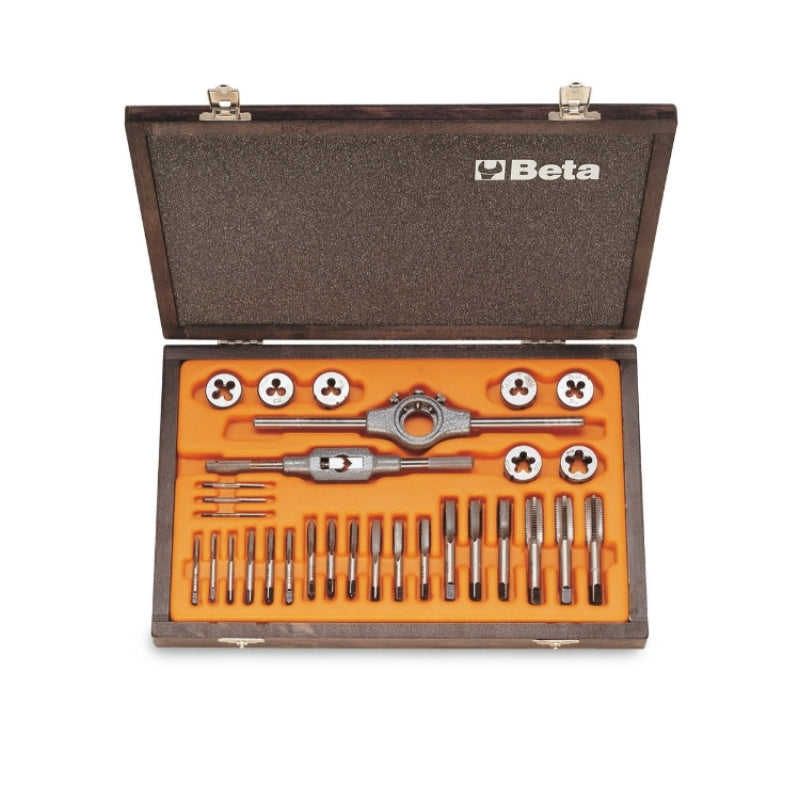 Chrome-Steel Taps and Dies Set Metric Thread with Accessories in Wooden Case - Beta Tools 446/C30 - Image 2