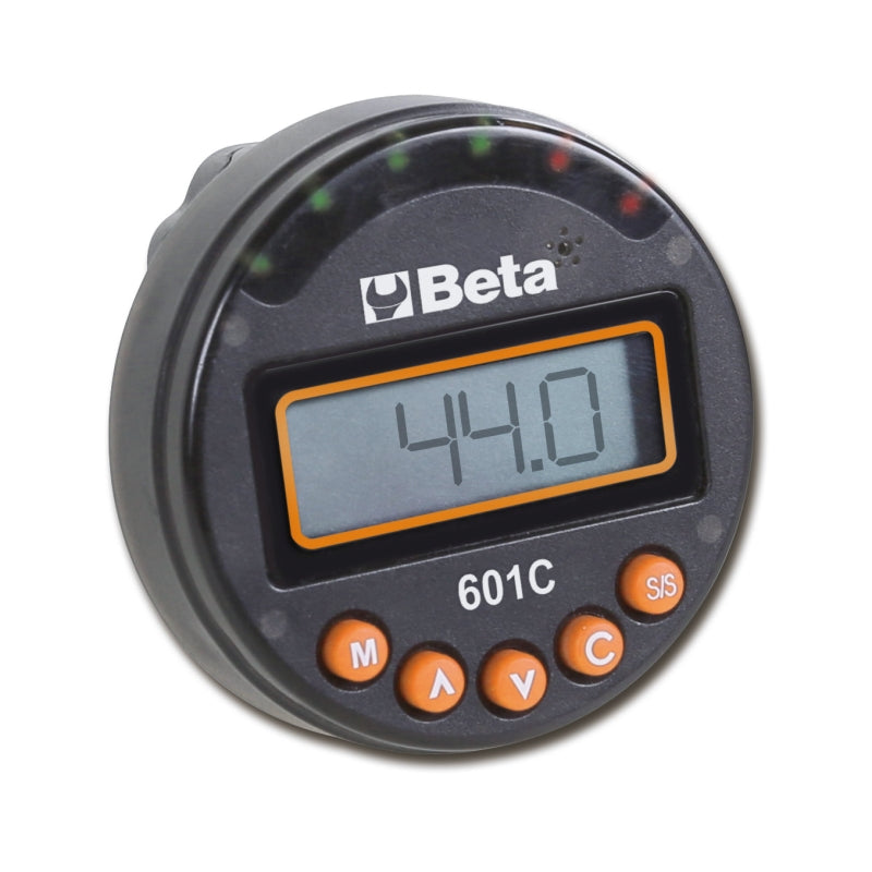 Digital Angle Indicator for Right/Left-Hand Tightening 2 Accuracy, LED/Buzzer Alerts, 9 Preset Angles, 50 Measurement Storage, Includes Case - Beta Tools 601C - Image 1
