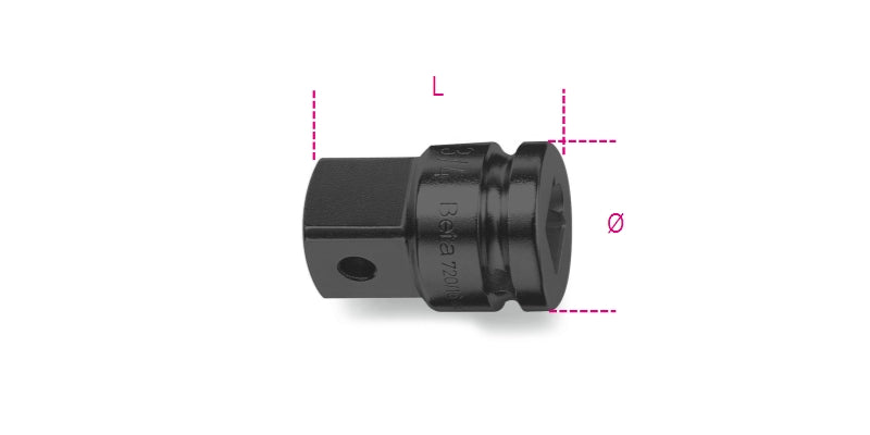 Impact Adaptor, 1/2" Female to 3/4" Male Drives, 44mm Length - Beta Tools 720/16 - Image 1