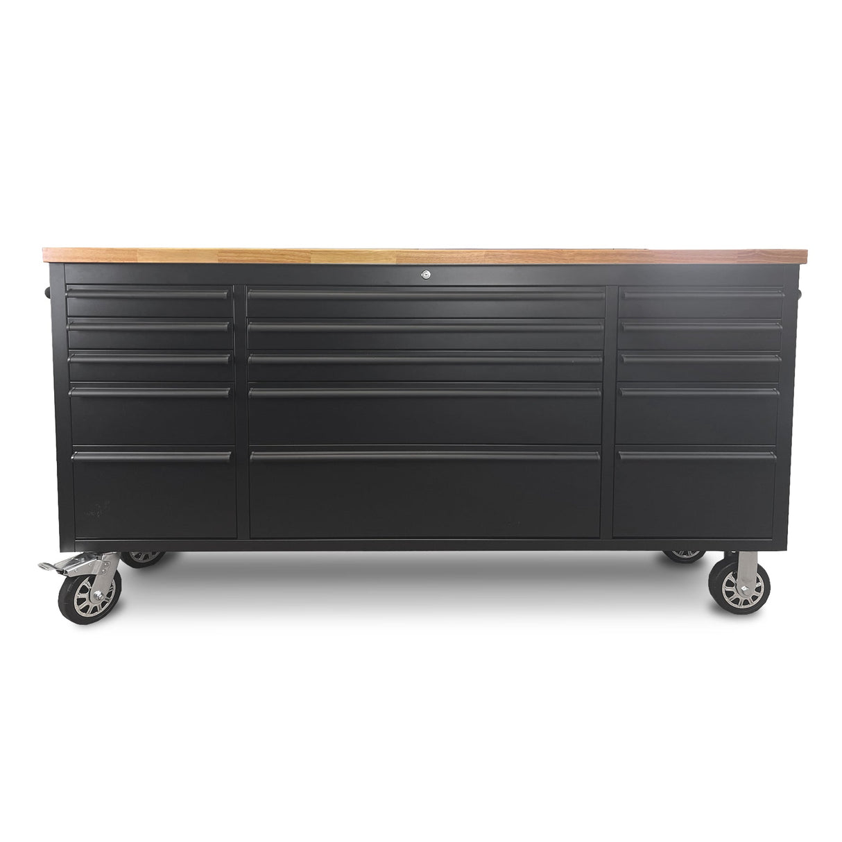 72" Matte Black Powder-Coated Steel 15-Drawer Tool Chest