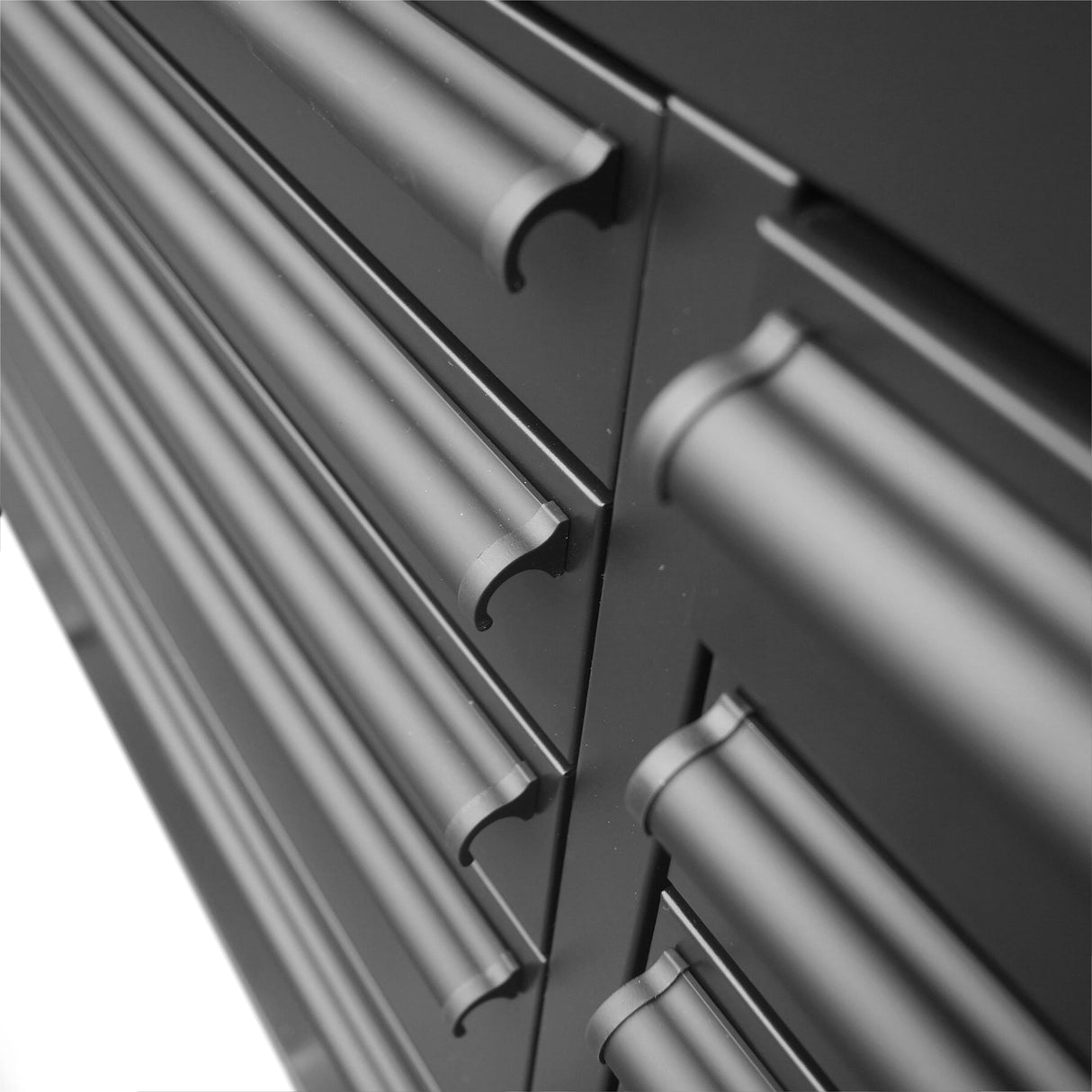 72" Matte Black Powder-Coated Steel 15-Drawer Tool Chest