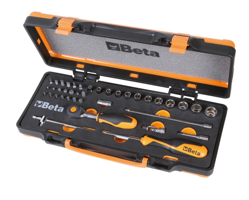 12 Hexagon Sockets, 20 Bits, 7 Accessories in Foam Tray, Metal Case - Beta Tools 900/C12MR - Image 1
