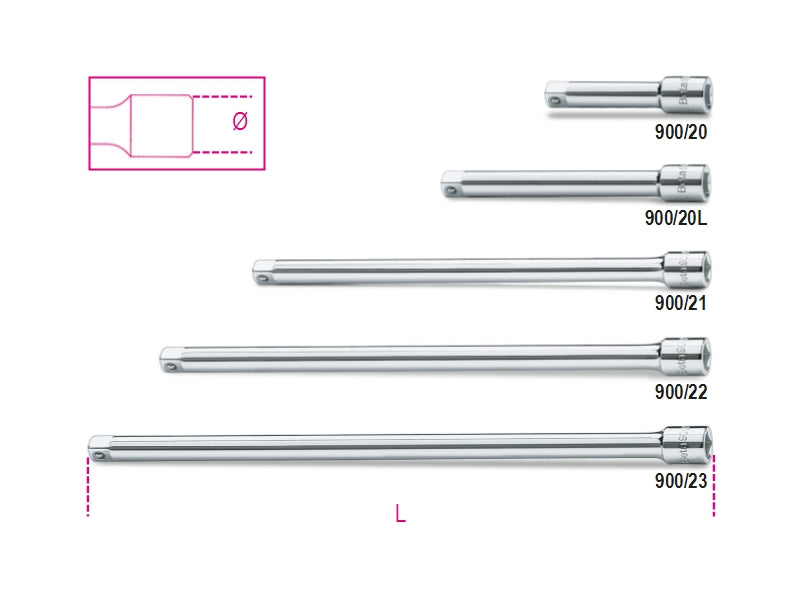 Extension Bar, 1/4" Female to Male Drive, 100mm Length - Beta Tools 900/20L - Image 1