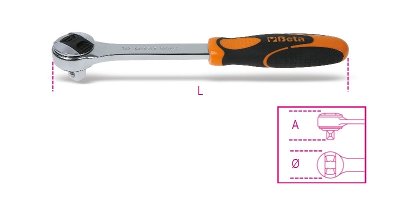 1/2" Drive Reversible Ratchet 72 Teeth 275mm - Beta Tools 920/55 - Image 3