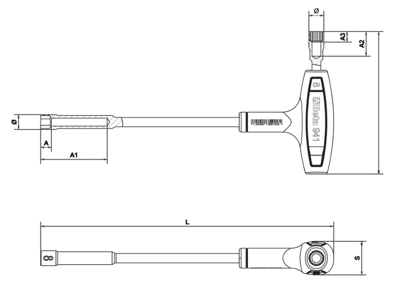 Hexagon/Bi-Hex Socket Wrench with High Torque Handle 9mm - Beta Tools 941 9 - Image 2