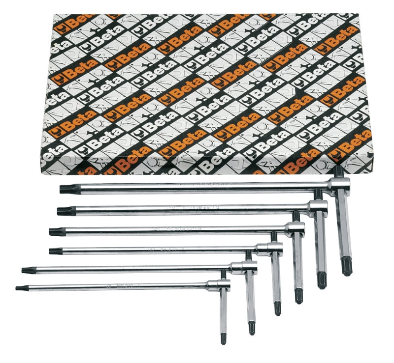 Set of 6 T-Handle Wrenches with Three Hexagon Male Ends for Torx Head Screws T8 - T30 - Beta Tools 951TX/S6 - Image 1