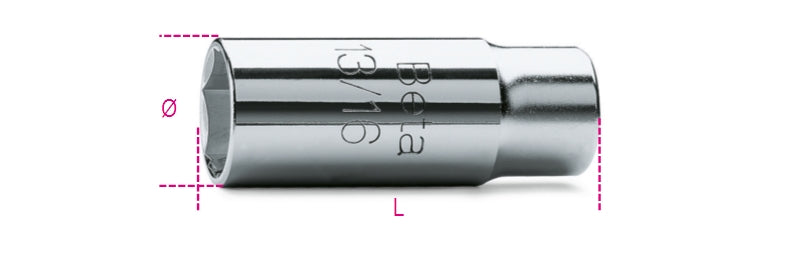 1/2" Square Drive Spark Plug Socket Chrome-Plated Hexagon End 20.8mm - Beta Tools 956C 20,8 - Image 1