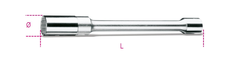 1/2" Square Drive Spark Plug Socket Bi-Hex Long Series 17.8mm - Beta Tools 956L 17,8 - Image 1