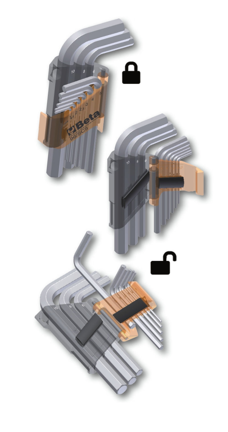 Set of 9 Ball Head Offset Hexagon Key Wrenches - Beta Tools 96BPC/SC9 - Image 2