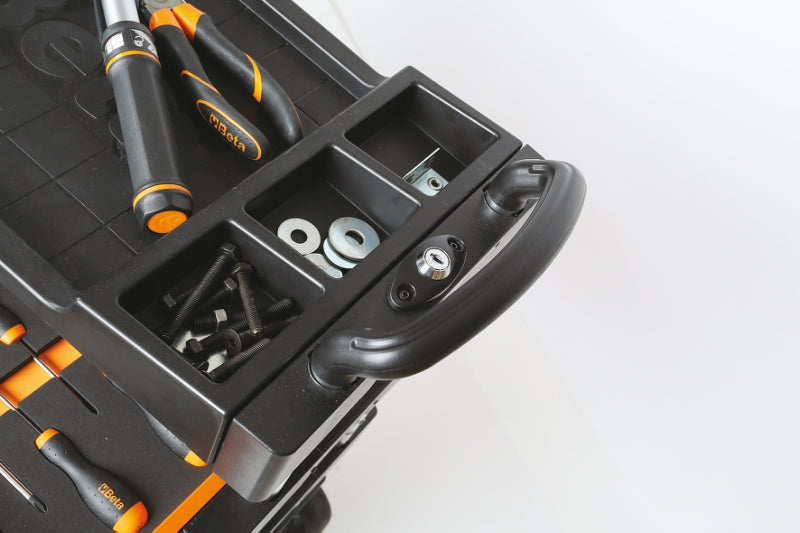 Folding Tool Trolley for Outdoor Jobs, 2 Drawers, 990x390x700mm, Centralized Lock, 160mm Fixed Castors - Beta Tools C27S-G - Image 7