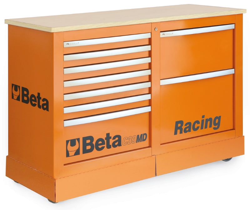 Special Mobile Roller Cabinet Racing MD Type with 7-Drawer and 2-Drawer Modules - Beta Tools C39MD-G - Image 1