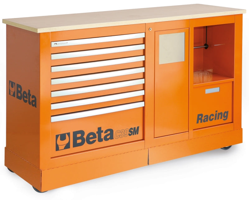 Special Mobile Roller Cabinet Racing SM Type with 7-Drawer Module and Service Module - Beta Tools C39SM-R - Image 1