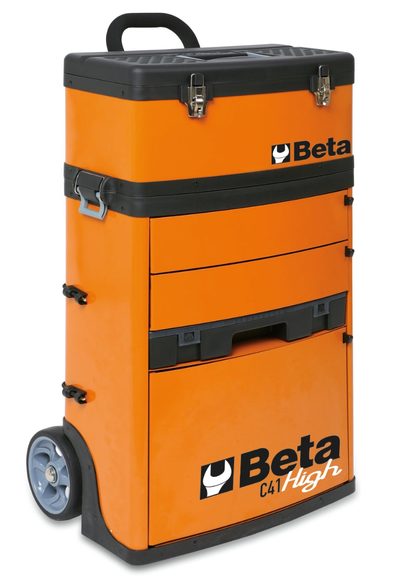 Two-Module Tool Trolley with Detachable Tool Box, Drawers, and Pull-Out Case - Beta Tools C41H-O - Image 1