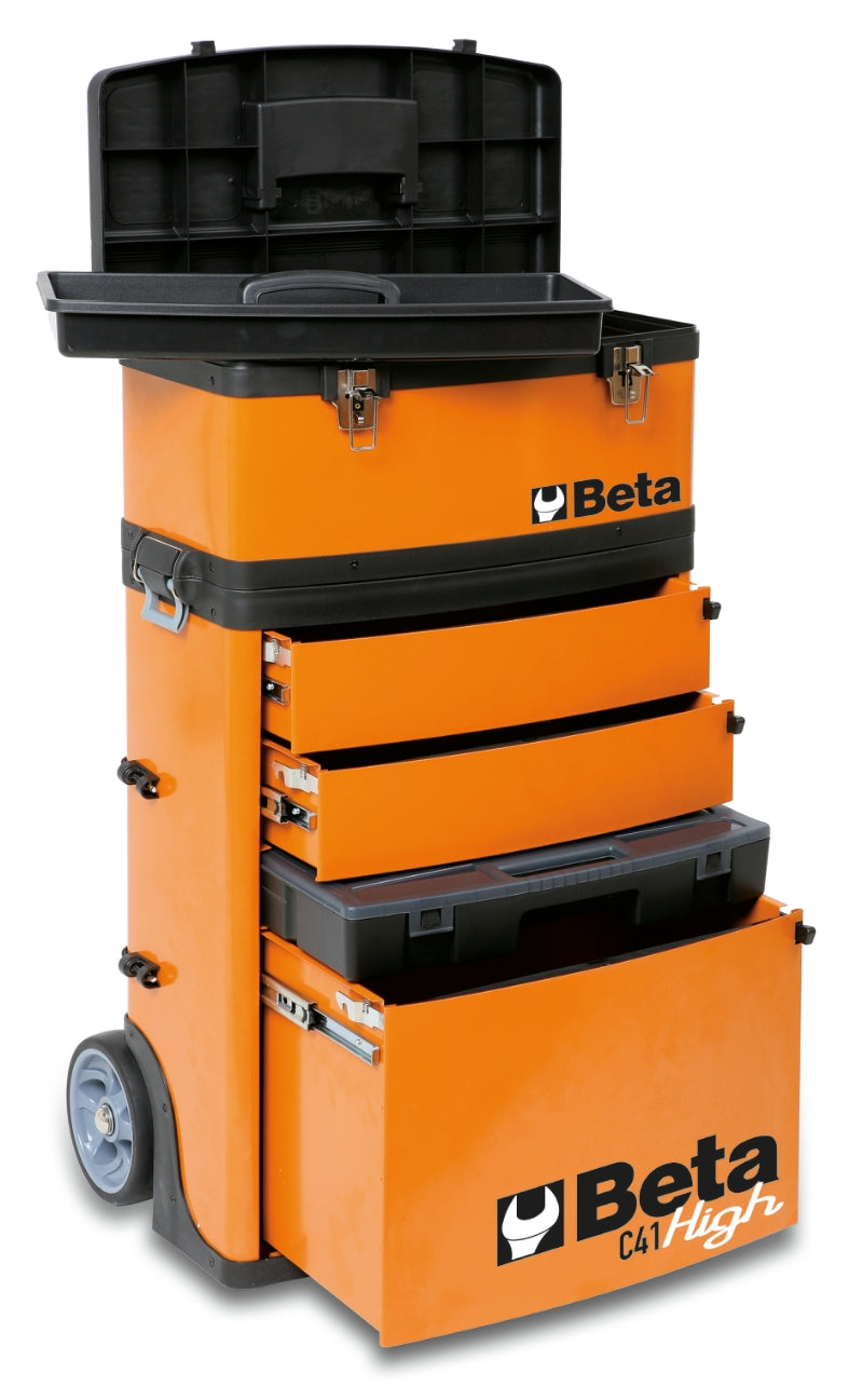 Two-Module Tool Trolley with Detachable Tool Box, Drawers, and Pull-Out Case - Beta Tools C41H-O - Image 3