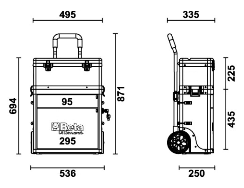 Two-Module Tool Trolley with Detachable Tool Box and Drawers - Beta Tools C41S - Image 3