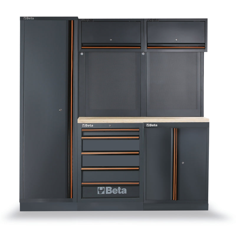 Workshop Equipment Combination with Wood Worktop, Drawers, Tool Panels, and Cabinets - BetaC45PRO C45PRO BW - Image 1