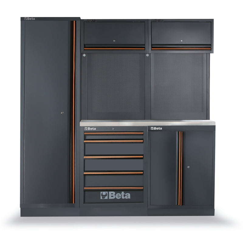 Workshop Equipment Combination with Stainless Steel Worktop, Drawers, Tool Panels, and Cabinets - BetaC45PRO C45PRO BX - Image 1