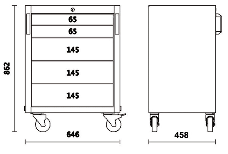Mobile Roller Cab with 5 Drawers and Swivel Castors for Workshop - BetaC45PRO C45PRO C5 - Image 2