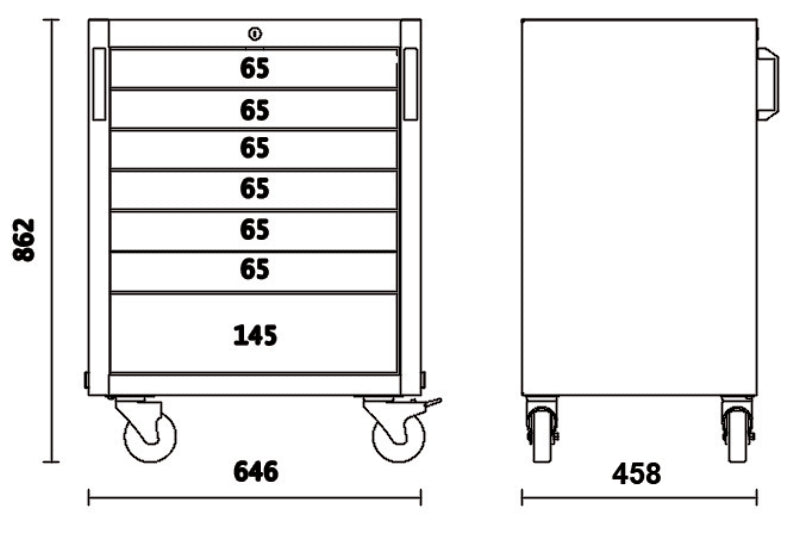 Mobile Roller Cab with 7 Drawers and Steering Wheels for Workshop - BetaC45PRO C45PRO C7 - Image 4