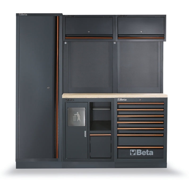 Workshop Equipment Combination with Wood Worktop, Drawers, Tool Panels, and Cabinets - BetaC45PRO C45PRO CW - Image 1