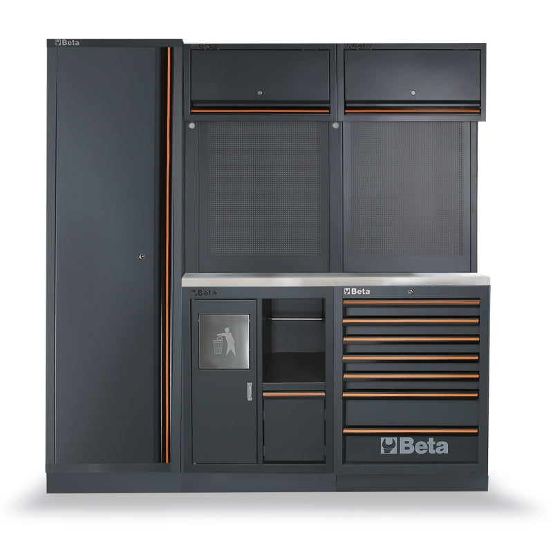 Workshop Equipment Combination with Stainless Steel Worktop, Drawers, Tool Panels, and Cabinets - BetaC45PRO C45PRO CX - Image 1