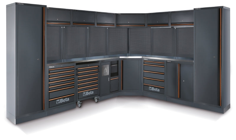 Workshop Equipment Combination with Stainless Steel Worktops, Drawers, Tool Panels, and Cabinets - BetaC45PRO C45PRO DX - Image 1