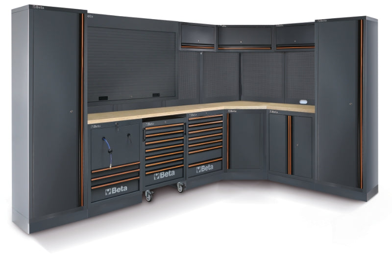Workshop Equipment Combination with Wood Worktops, Drawers, Tool Panels, and Cabinets - BetaC45PRO C45PRO GW - Image 1