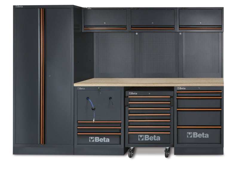 Workshop Equipment Combination with Wood Worktop, Drawers, Tool Panels, and Cabinets - BetaC45PRO C45PRO HW - Image 1