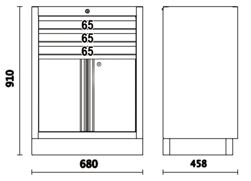 Fixed Module with 3 Drawers and 2 Doors for Workshop - BetaC45PRO C45PRO M3A - Image 2