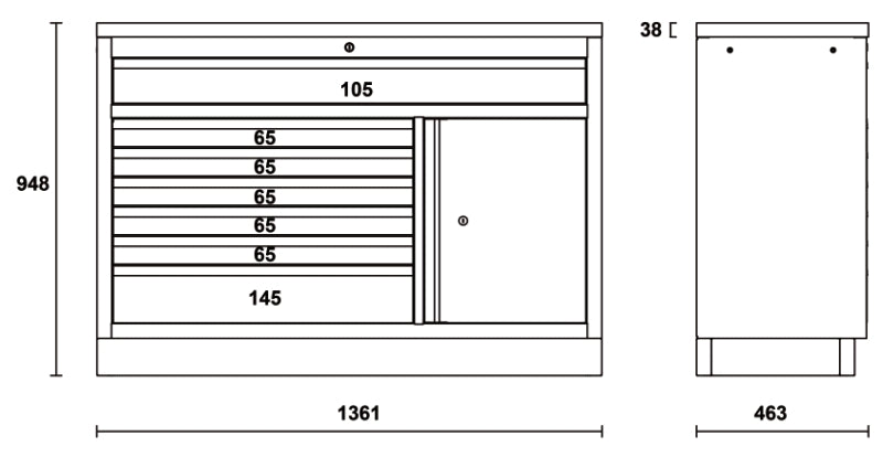Fixed Module with 7 Drawers and Storage Compartment for Workbench - BetaC45PRO C45PRO M7A/X - Image 4