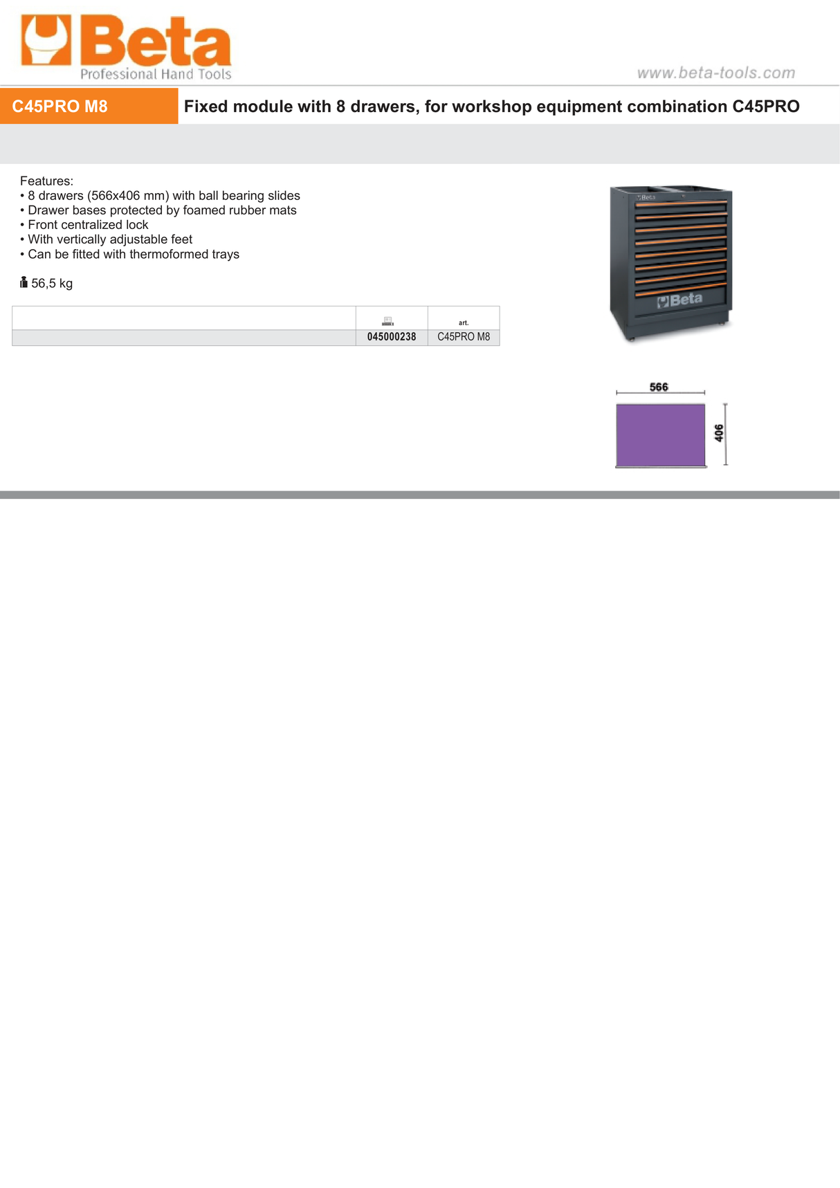 Fixed Module with 8 Drawers for Workshop - BetaC45PRO C45PRO M8 - Image 4